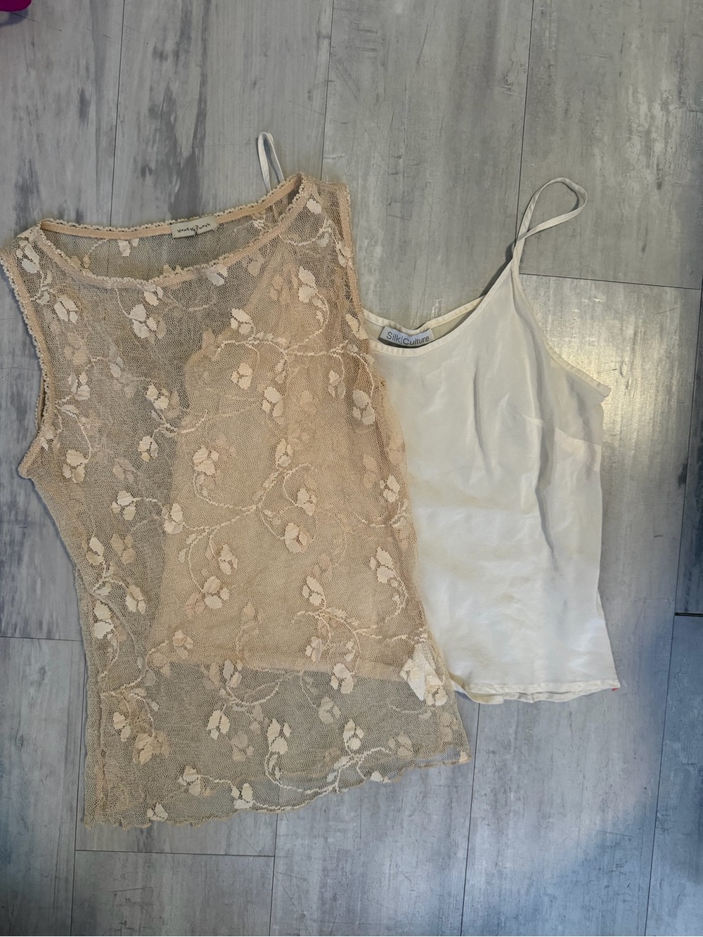 Honey Punch Cream Lace Overlay Tank with White Camisole